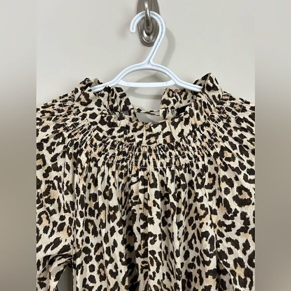 J. Crew Ruffleneck Puff-sleeve Dress in Leopard Print - Picture 3 of 12
